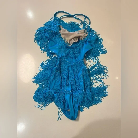 WEISSMAN Adult Turquoise Fringe Dance Costume | Jazz / Latin | Size SA - Picture 6 of 11